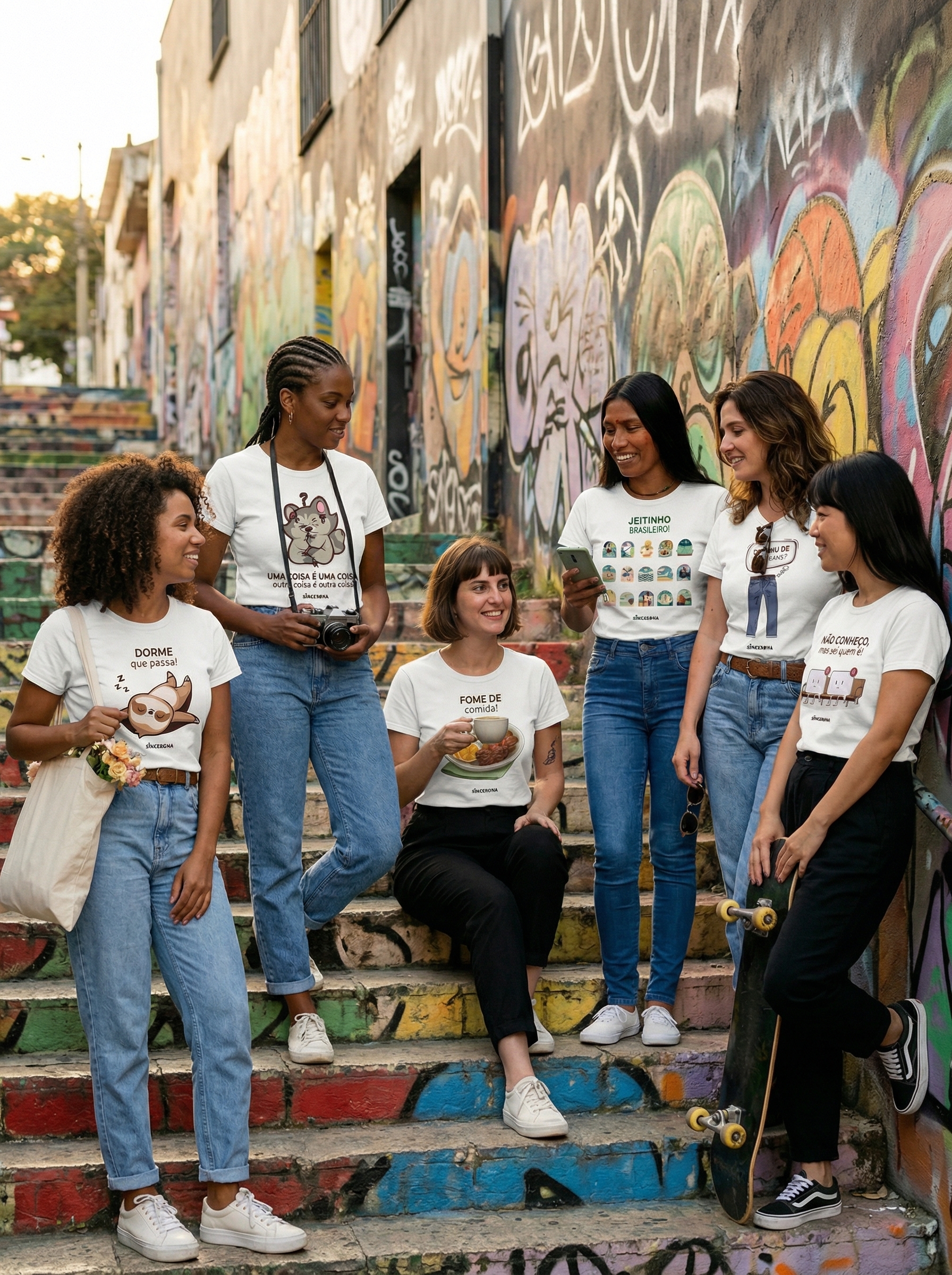 Mulher vestindo camiseta Sincerona com muita atitude